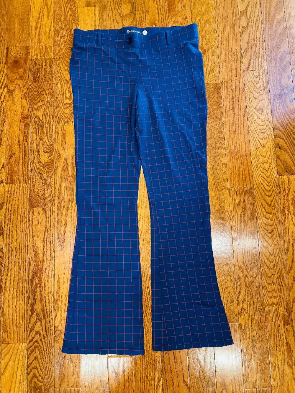 Betabrand Dress Pant Yoga Pants Blue Grid Plaid Size XL Bootcut Stretch Work